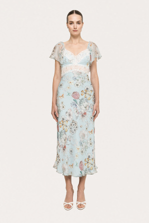 Printed silk midi dress