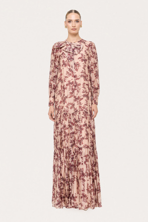 Floral silk blend maxi dress