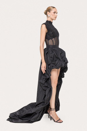 Sequin details tulle corset top