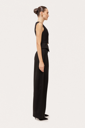 Cropped wool tailored vest