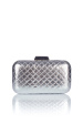 Quilted silver eco leather clutch