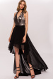 Asymmetric dress with sequin bust