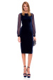 Velvet dress with silk sleeves
