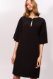 H-line dress with ribbon and splay sleeves