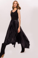 Pleated skirt viscose dress