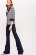 Flared denim with metallic side detail