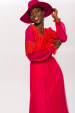 Rochie de matase cu maneci lungi