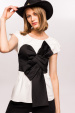 Bra over shirt and bow detail top