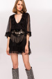 Silk and ruffle dress with lace