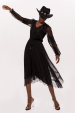 Long sleeves silk and lace dress