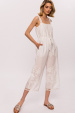 Cotton floral embroidery tassels and sequins jumpsuit