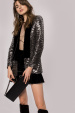 Sequin embellished velvet lapel fitted jacket