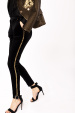 Metallic side tape velvet trousers