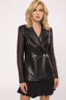 Transparent sleeves faux leather jacket