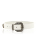 Metallic buckle leather belt
