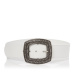 Crystal-embellished buckle leather belt
