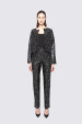 Crystal-detail faux leather jacket