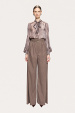 Printed bow-neck chiffon top