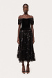 Floral embroidered midi skirt