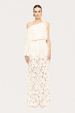 Floral embroidery wide-leg pants