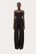 Wool blend lace-up wide-leg pants