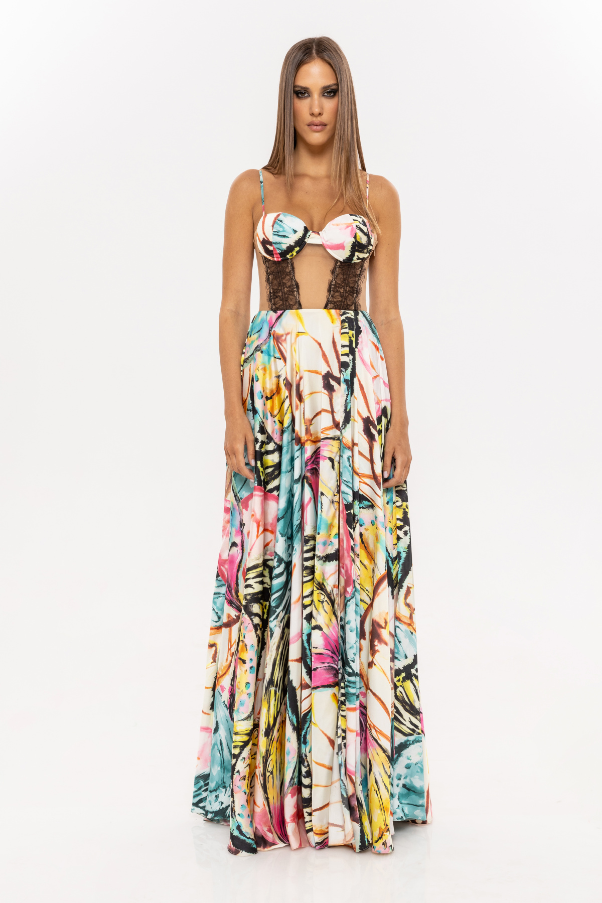 ROCHIE SATINATA CU INSERTII DIN DANTELA