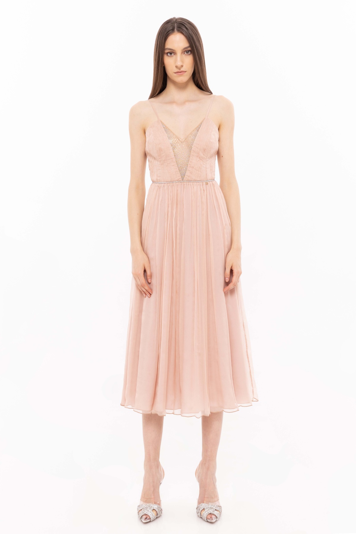 Rochie din matase cu aplicatie de cristale | RS13916 | NISSA