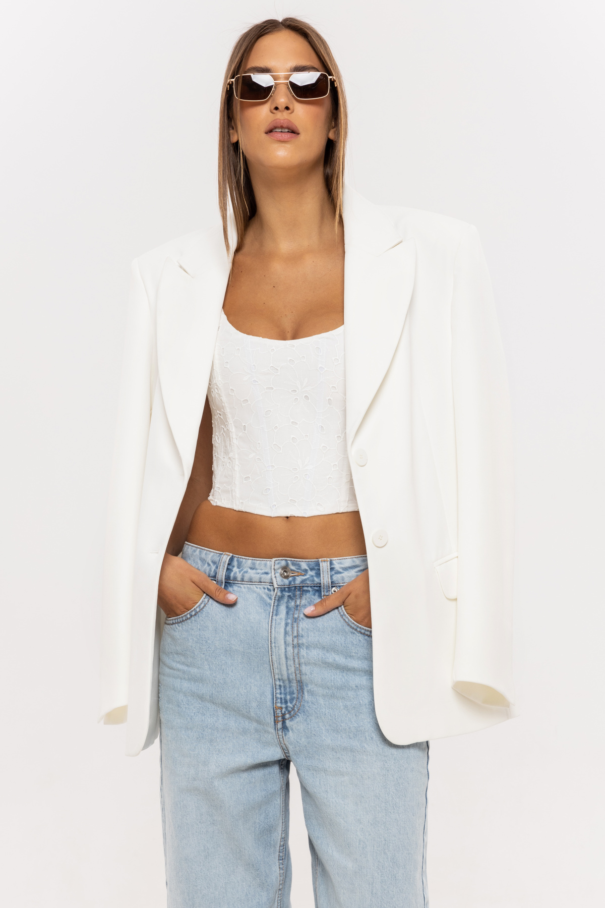 Corset din bumbac cu broderie | TOP14067 | NISSA