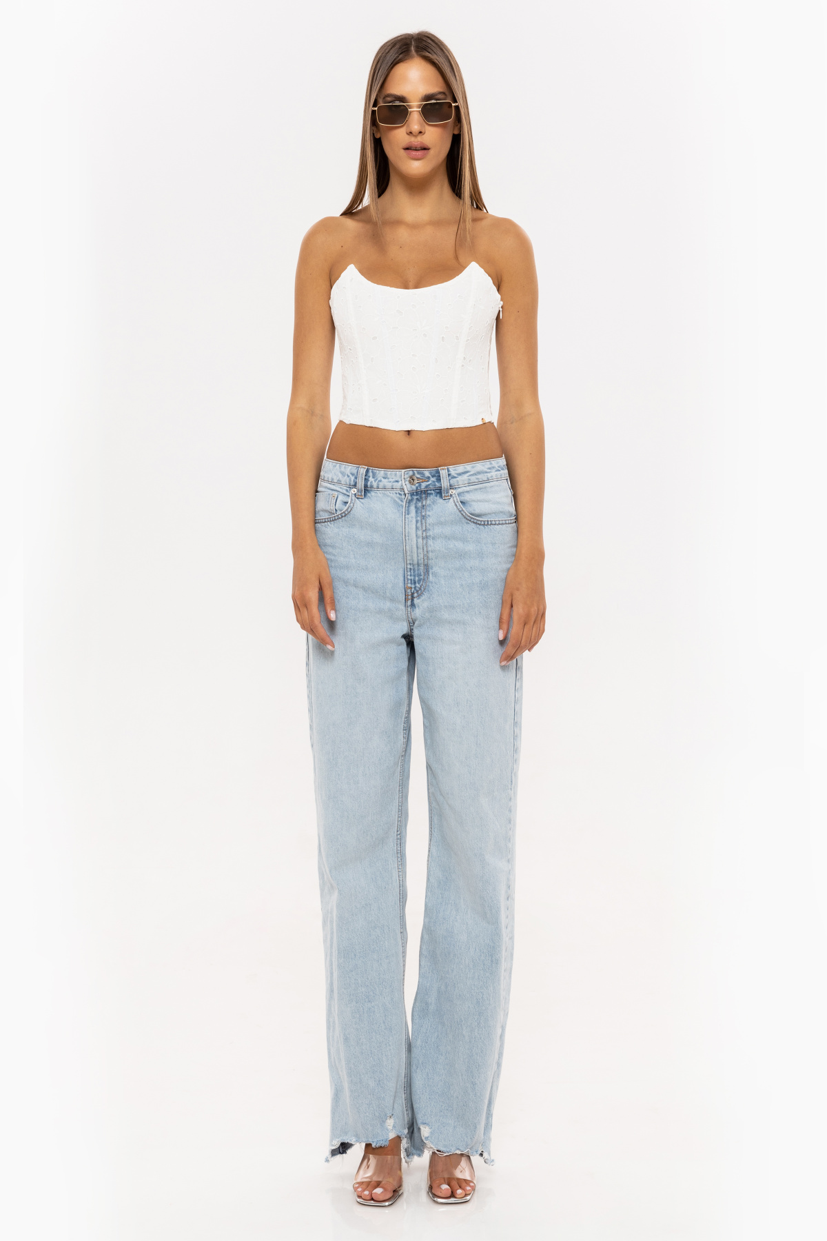 Floral-embroidered corset top | TOP14067 | NISSA