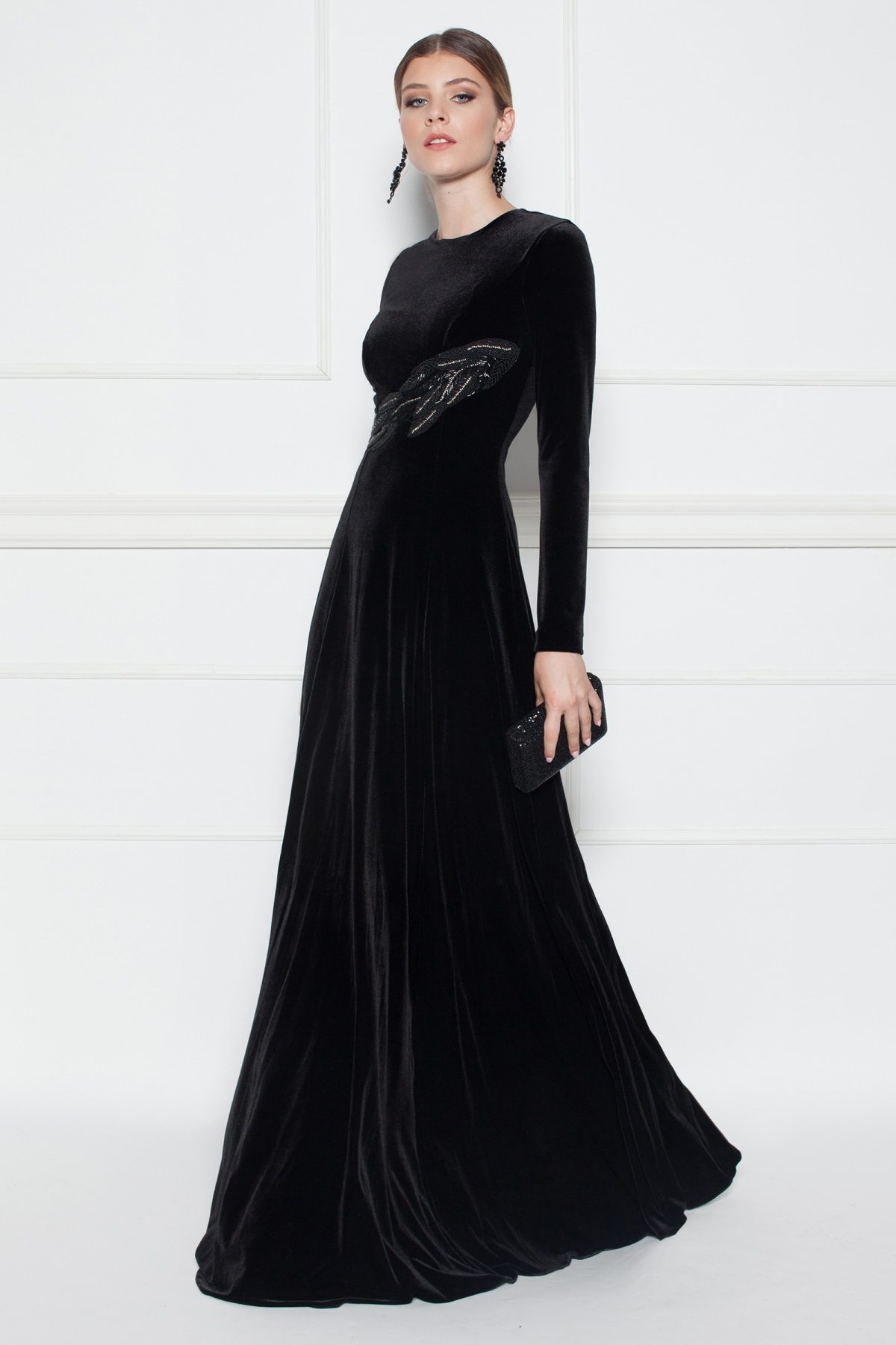 Maxi velvet dress with sequins | RS8215 | NISSA